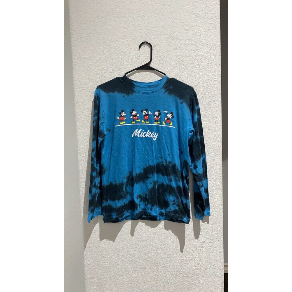 XS Blue tie dye Disney Mickey Mouse long sleeve graphic tee